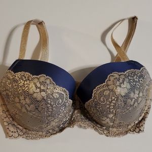 Victoria's Secret Blue and Gold Lace Bra